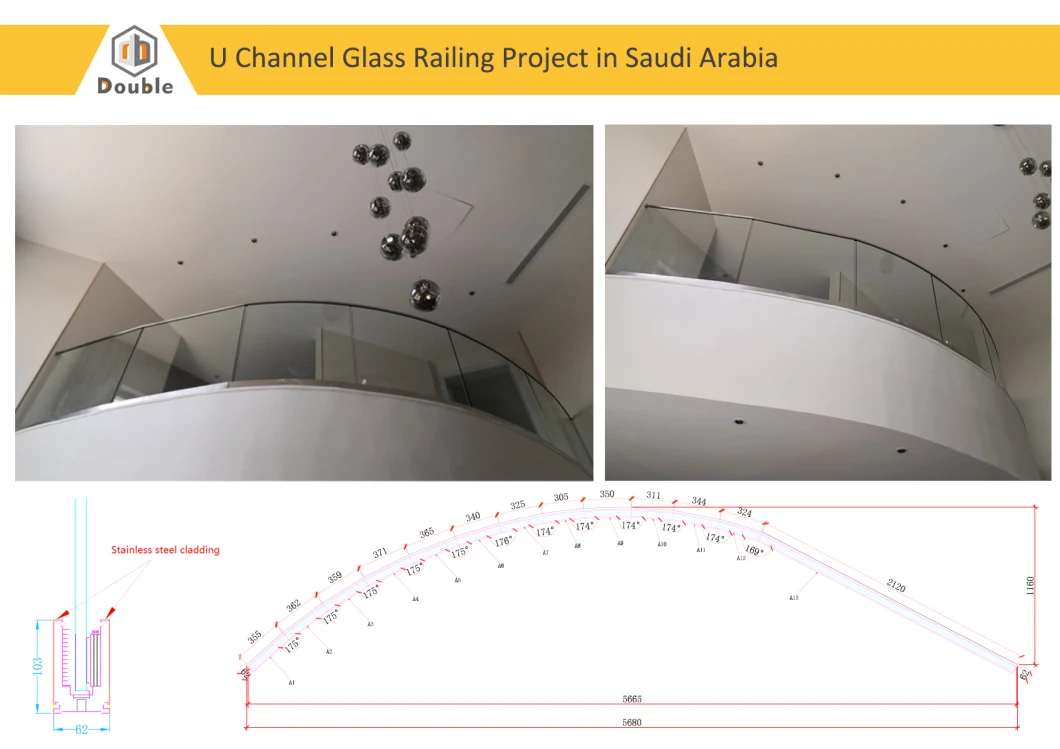 Villa Outdoor Frameless Glass Railing System with Tempered Glass